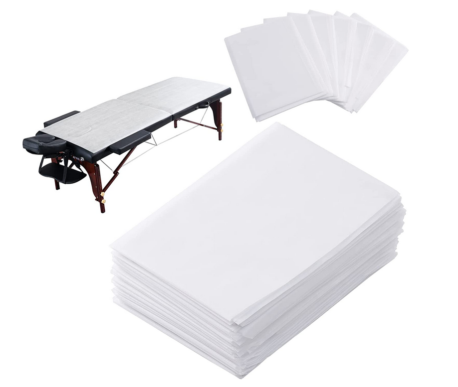 Onitial White Disposable Bed Sheets 31" x 67" Non Woven Massage Bed Cover 20Pack
