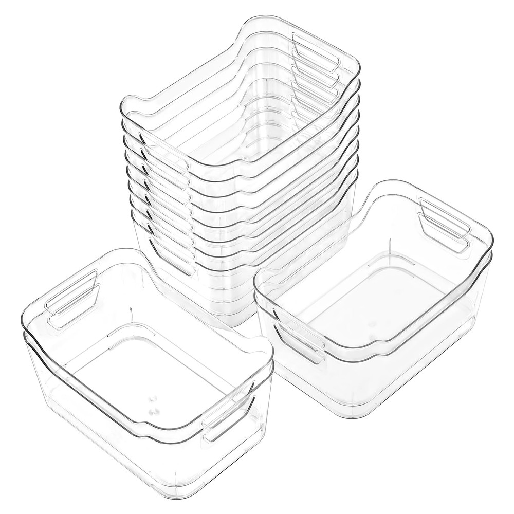 12 Pack Clear Plastic Storage Bins, Pantry Organizers and Storage, Clear Pant...