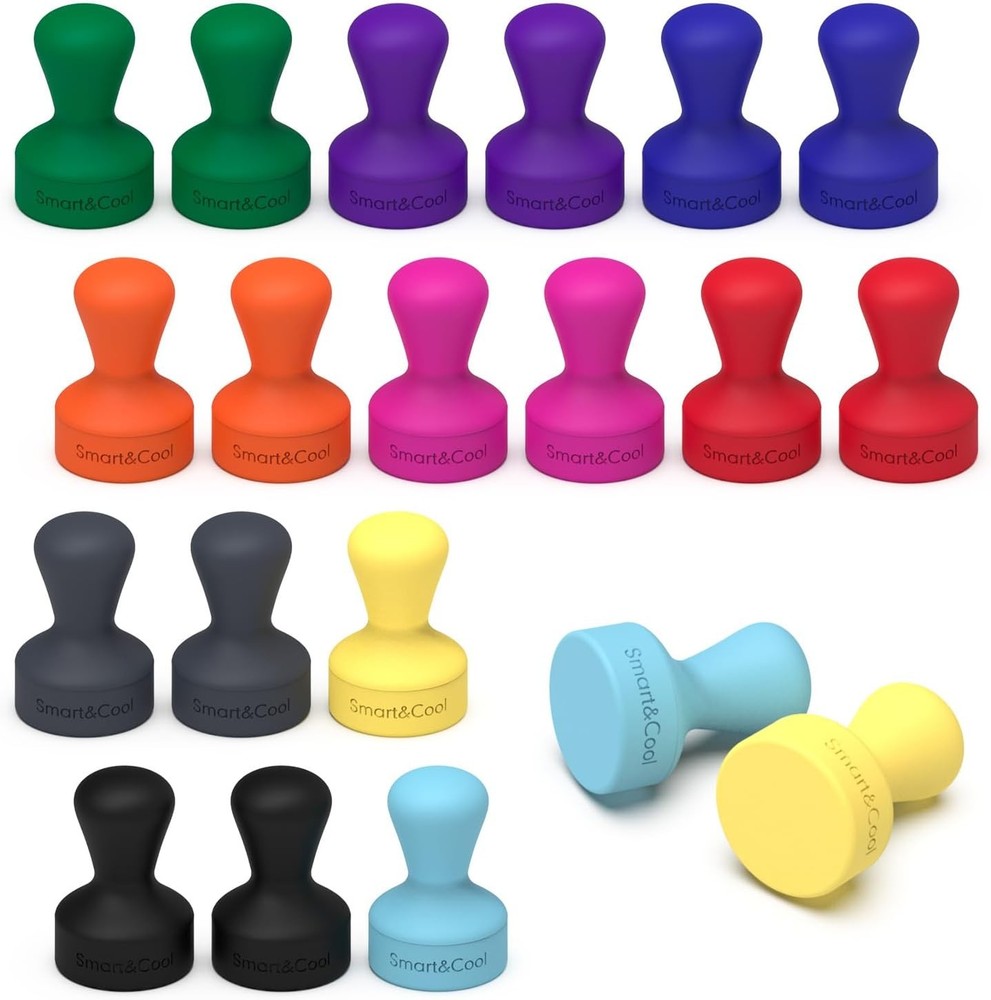 SMART&COOL Silicone Anti Scratch Push Pin Refrigerator 20 Pack, Multi Color