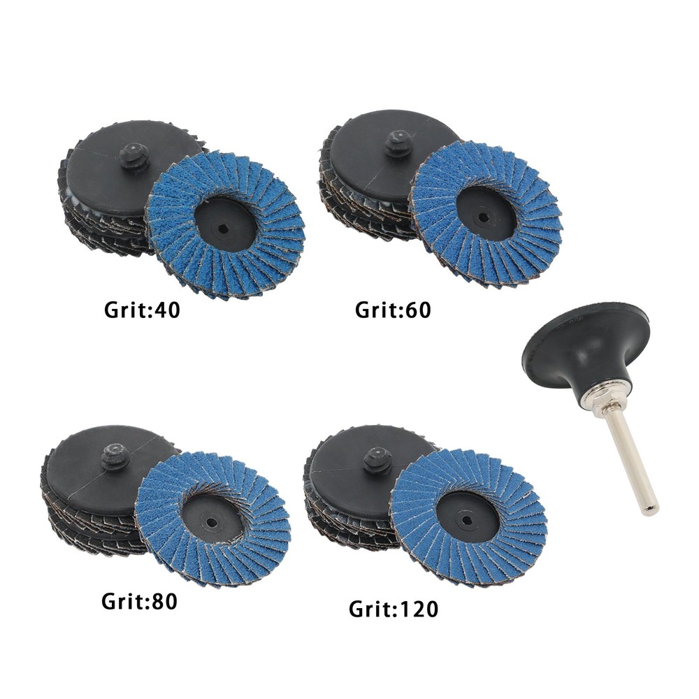 20Pcs 2 Inch Mixed Curved Roll Lock Quick Change Sanding Discs 1 Pcs 1/4" Holder