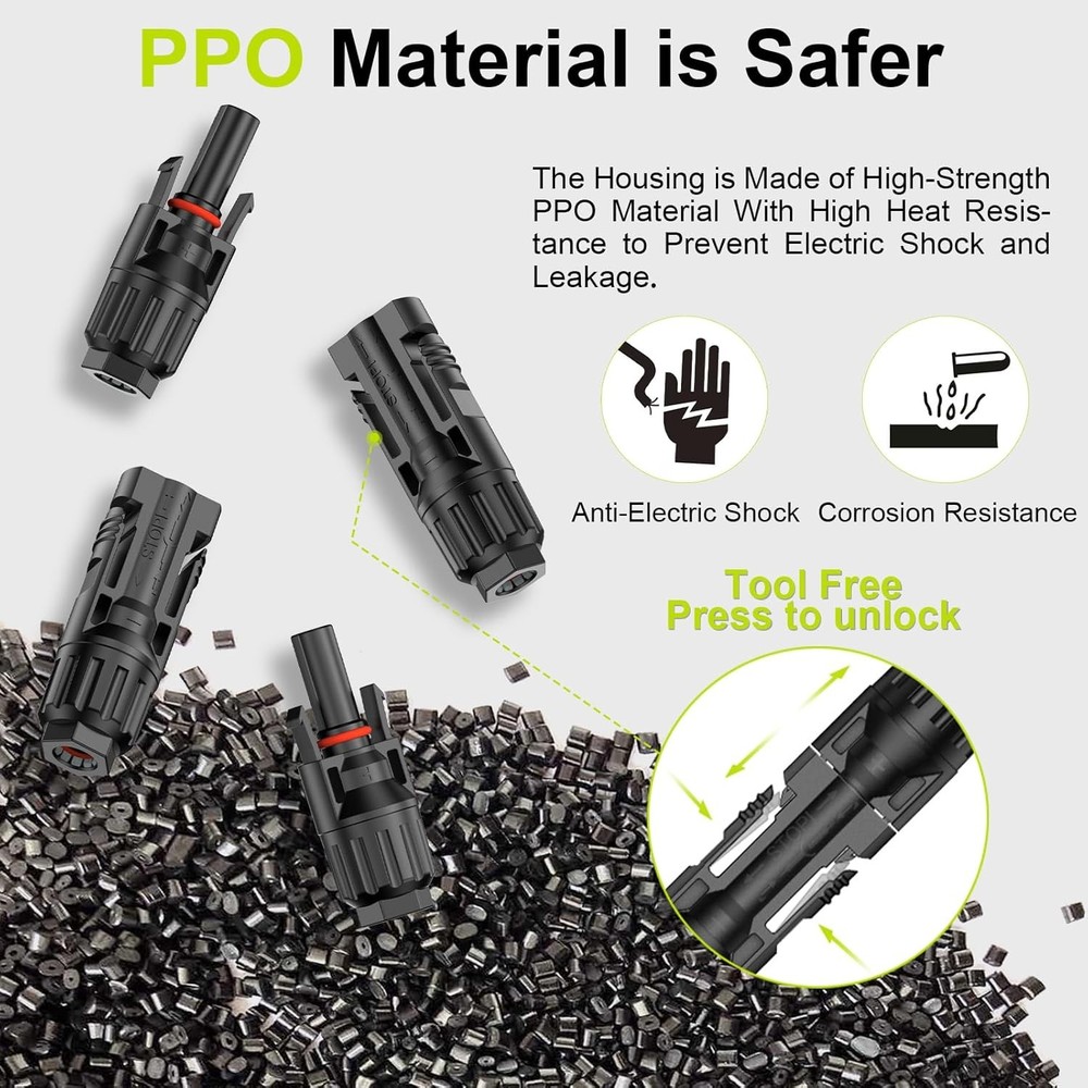 Solar Crimper Stripper Tool Kit with 12 Pairs Connectors and 2 Spanner Wrenches