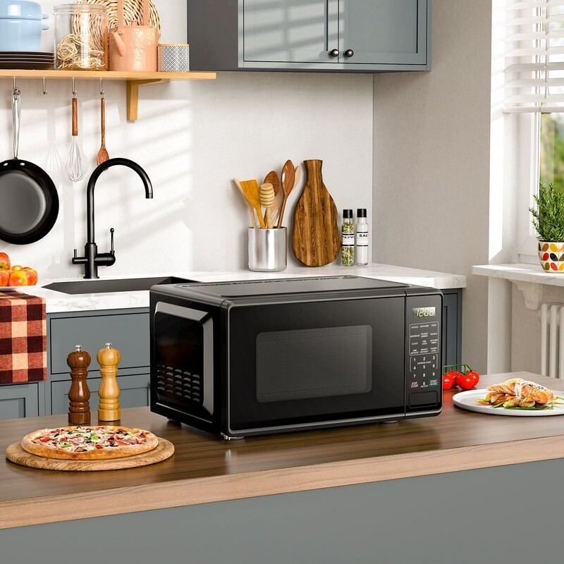 Compact Microwave Oven 700W LED Display Timer Child Lock Defrost One Touch New