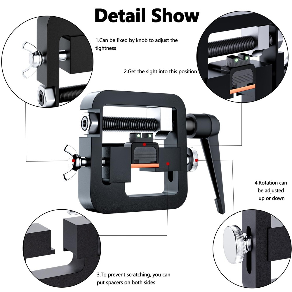 Kingson Pistol Sight Pusher Tool, Universal Tool Black
