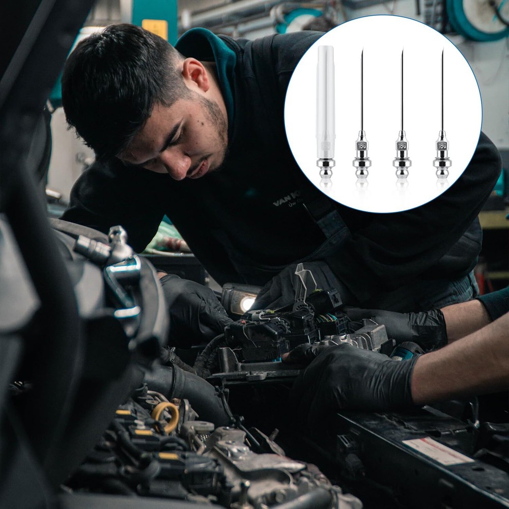 4 Small Bearing Grease Injector Needles, Removable Grease Gun Needle Tip