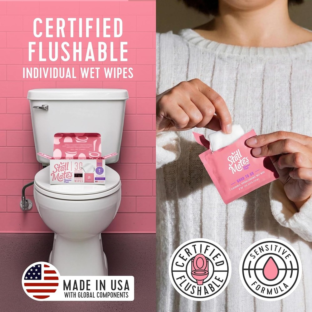 - Flushable Wipes, Indivily Wrapped, Travel Friendly,