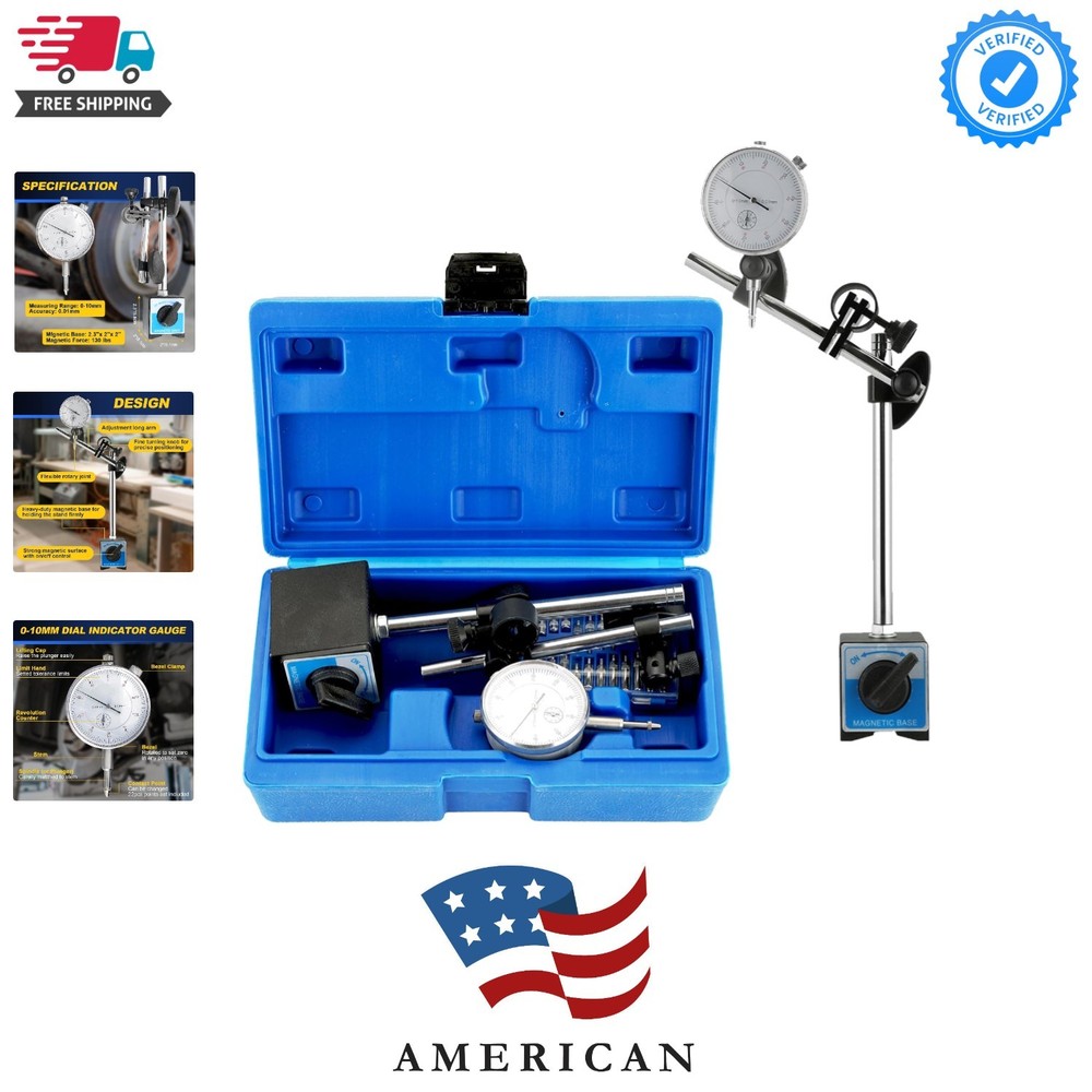 110Lbs Magnetic Base with Fine Adjustment, 0-10mm Range Dial Indicator Magnet...