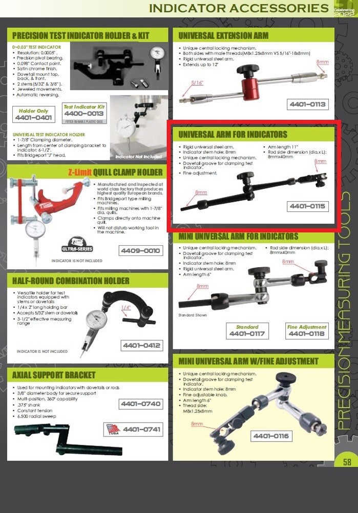 UNIVERSAL INDICATOR ARM WITH FINE ADJUSTMENT (4401-0115)