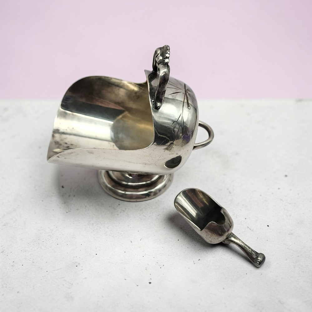 Antique Sheffield England Silver Plated Sugar Scuttle