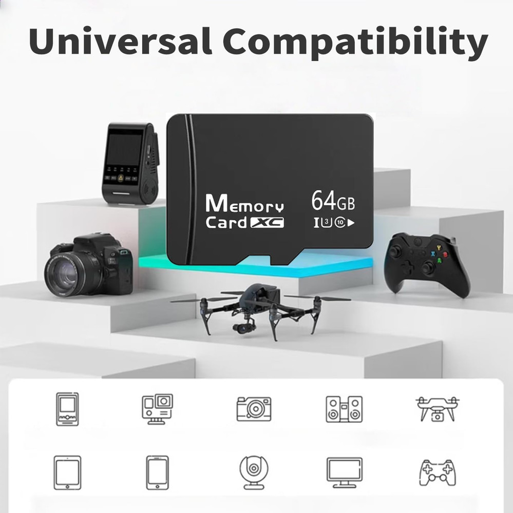64GB 2-Pack Microsdxc Cards A1 U3 V30 SD Adapter USB Reader High Endurance TF Ca