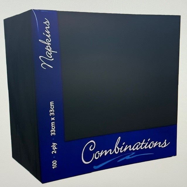 Combinations Paper Napkins Disposable Tableware 33x33cm Black Pack 100x4 (400)