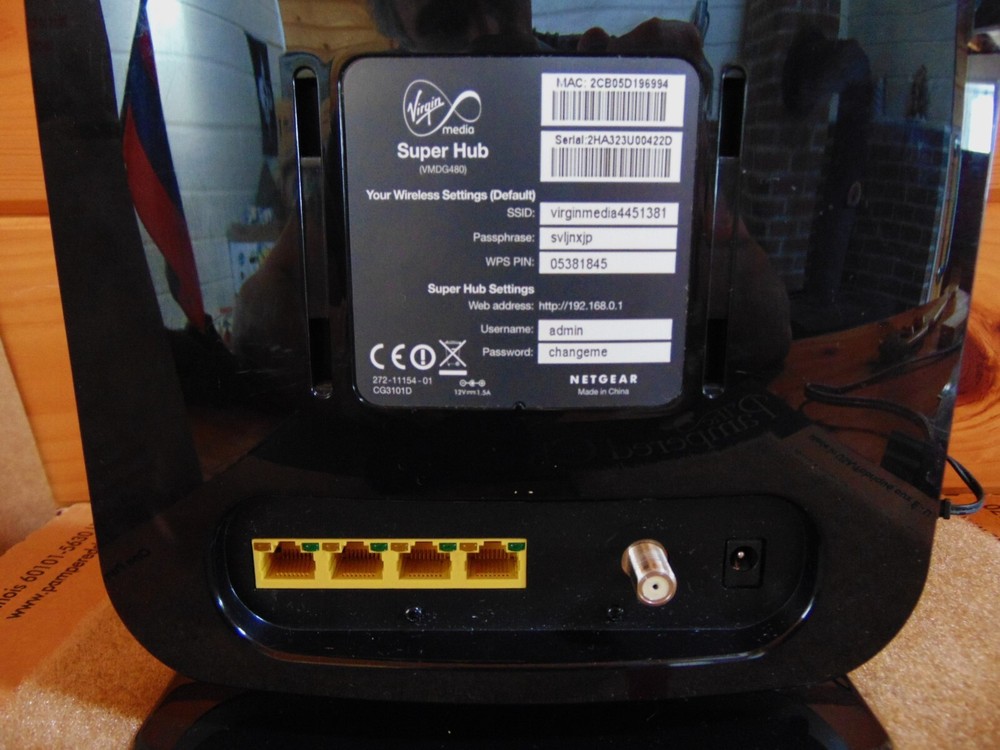 Netgear Virgin Media Super Hub Cable Wireless Router - Cleaned Tested - w/ AC