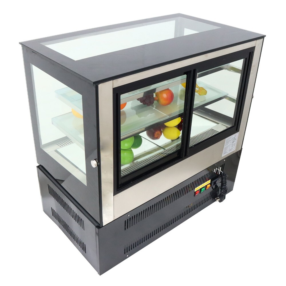 220V Electric Countertop Right-Angle Cake Visual Showcase Automatic Defrost 300W