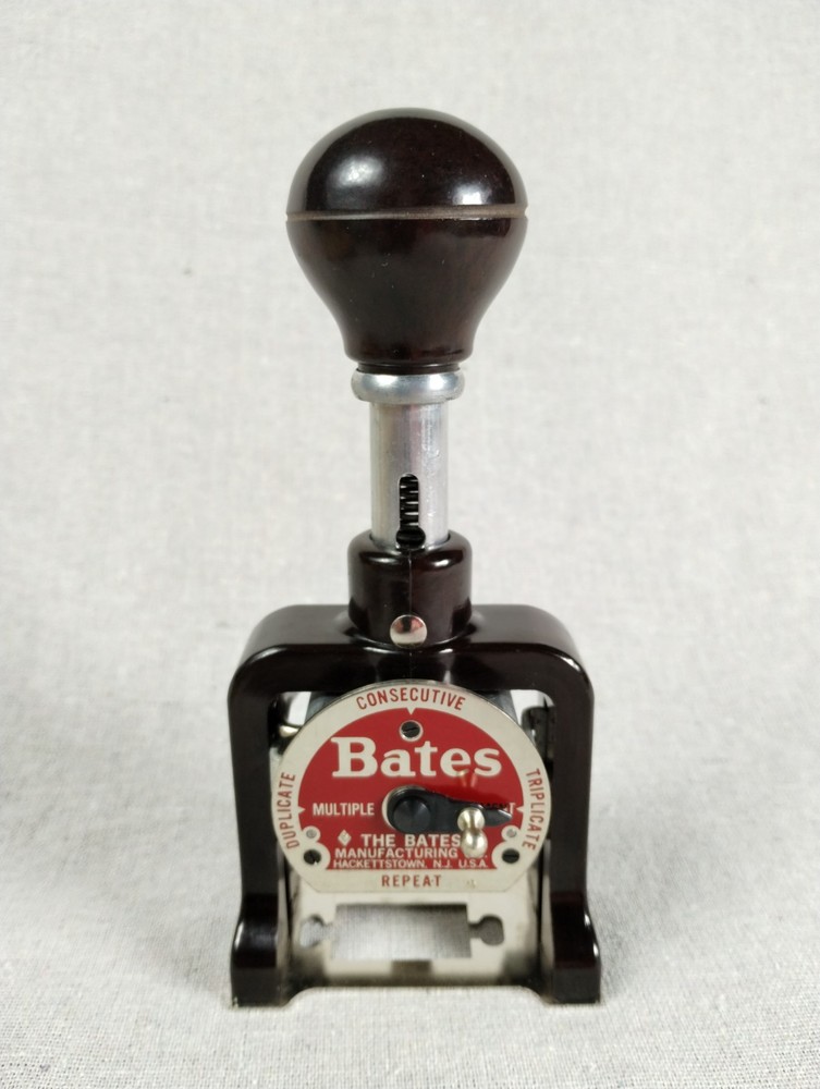 Vtg Bates Numbering Machine Multiple 4 Movement 6 Wheels Style E in Original Box