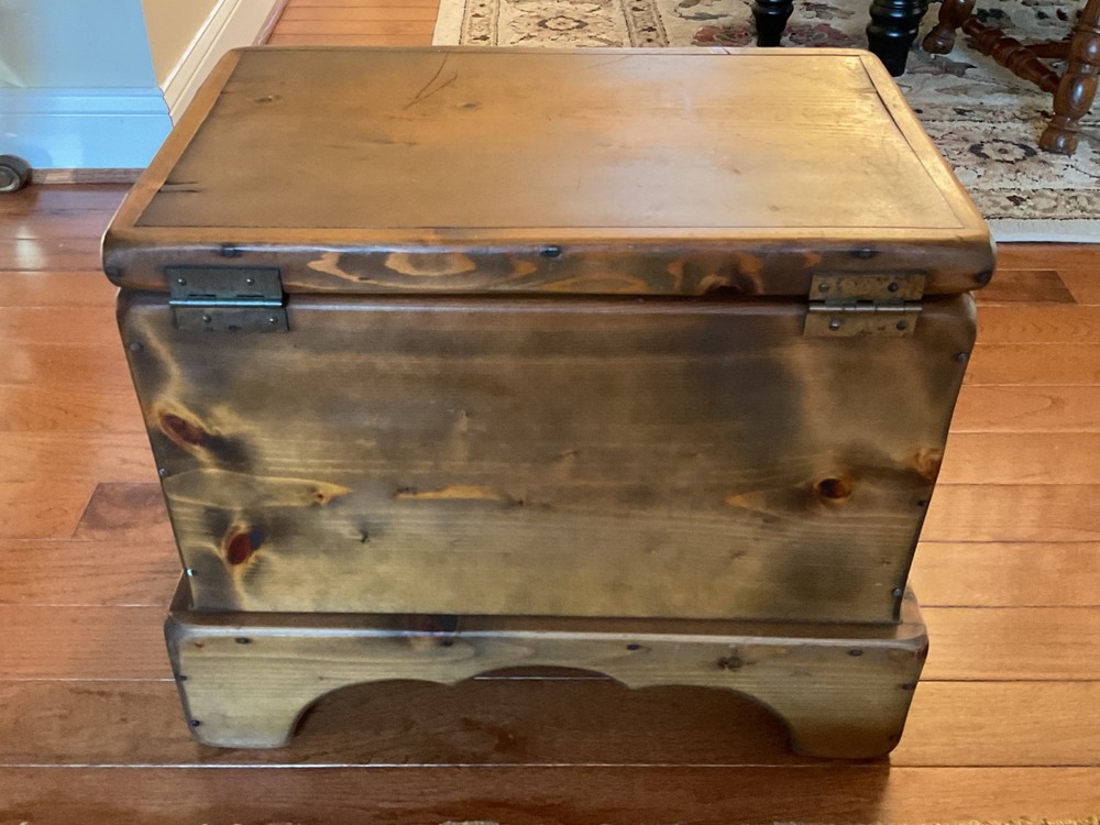 VTG Child's Hand Made Solid Pine Chest with Attached Stand