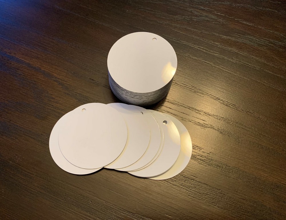 50ea 2" CIRCLE - DISC for Dye Sublimation w/hole