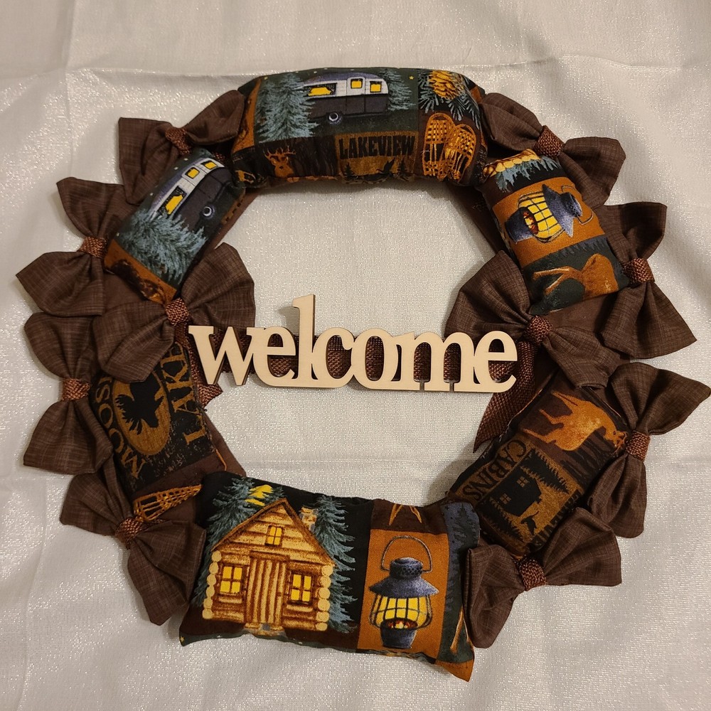 Rustic Camping Wreath 1'X1' Handmade onto a Wire Frame