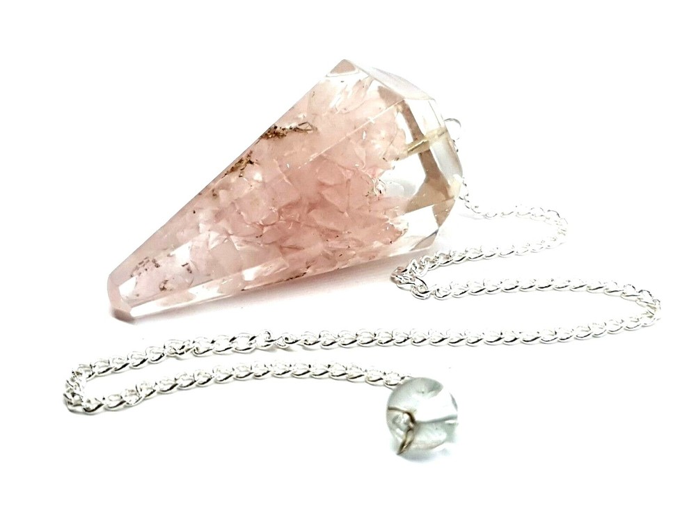 Rose Quartz Pendulum Dowser Orgone Gemstone Crystal EMF Protection Dowsing Point