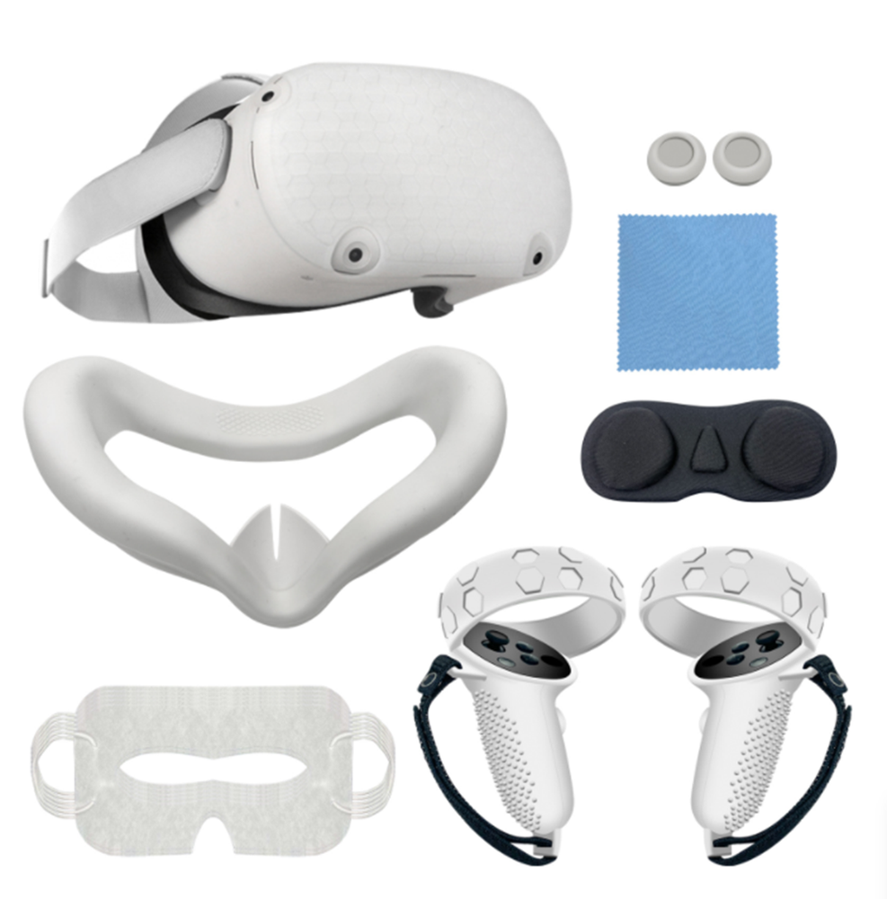 10PCS Silicone Accessories Set for Oculus Quest 2 VR Face Controller Grip Covers