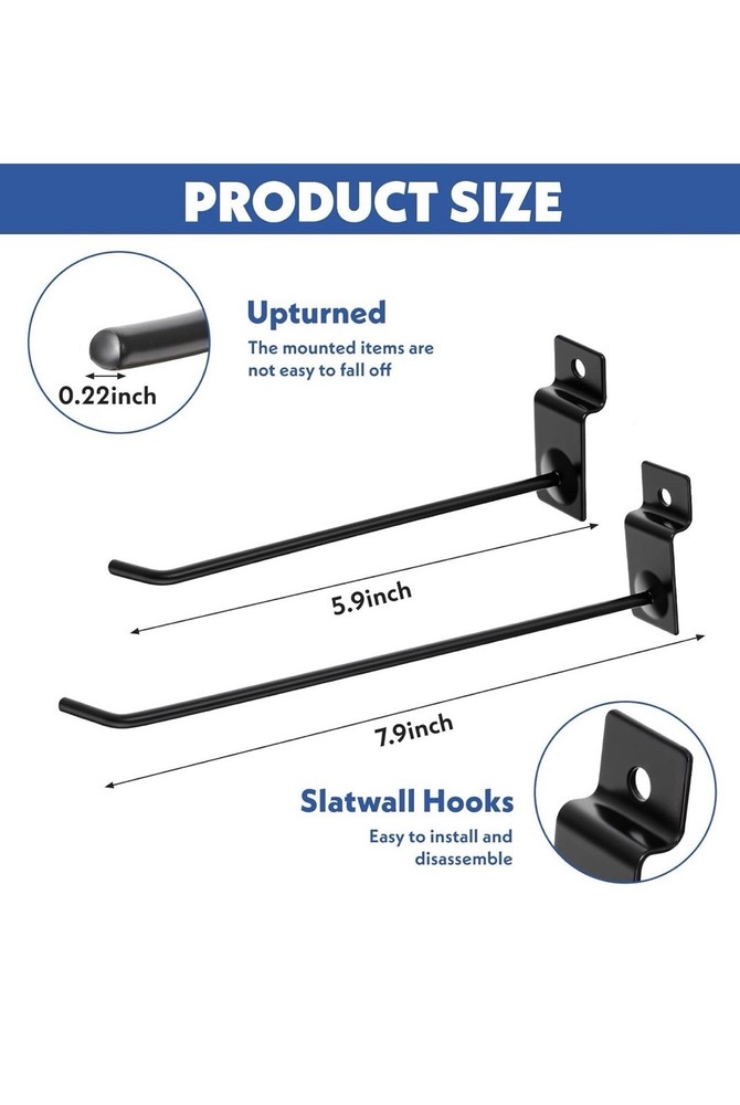 100 Pack Slatwall Hooks Panel Display Hooks Slat Board Peg Accessories New