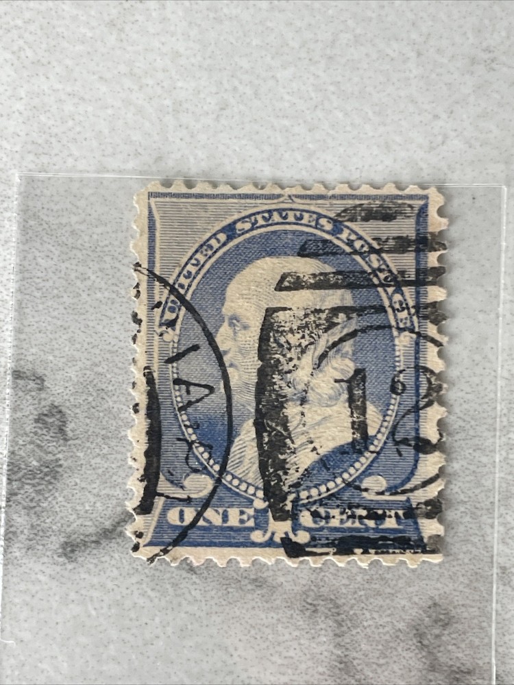 1887 US Scott# 212 Benjamin Franklin 1 Cent Postage Stamp Cancel