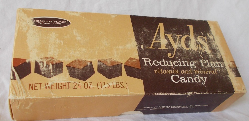 Vintage AYDS Reducing Plan Chocolate Candy - EMPTY BOX, scuffed; 1970s vintage
