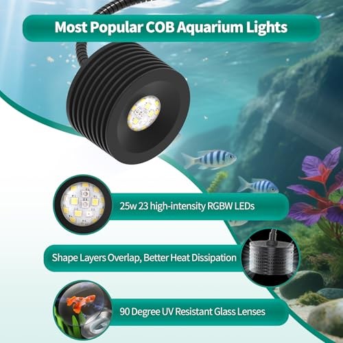 LED Aquarium Light, Full Spectrum Coral Reef Light, Remote Control Dimmable