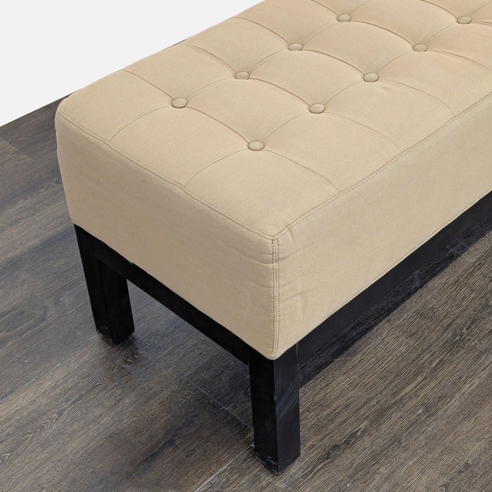Button Tufted Bench on Wood Base