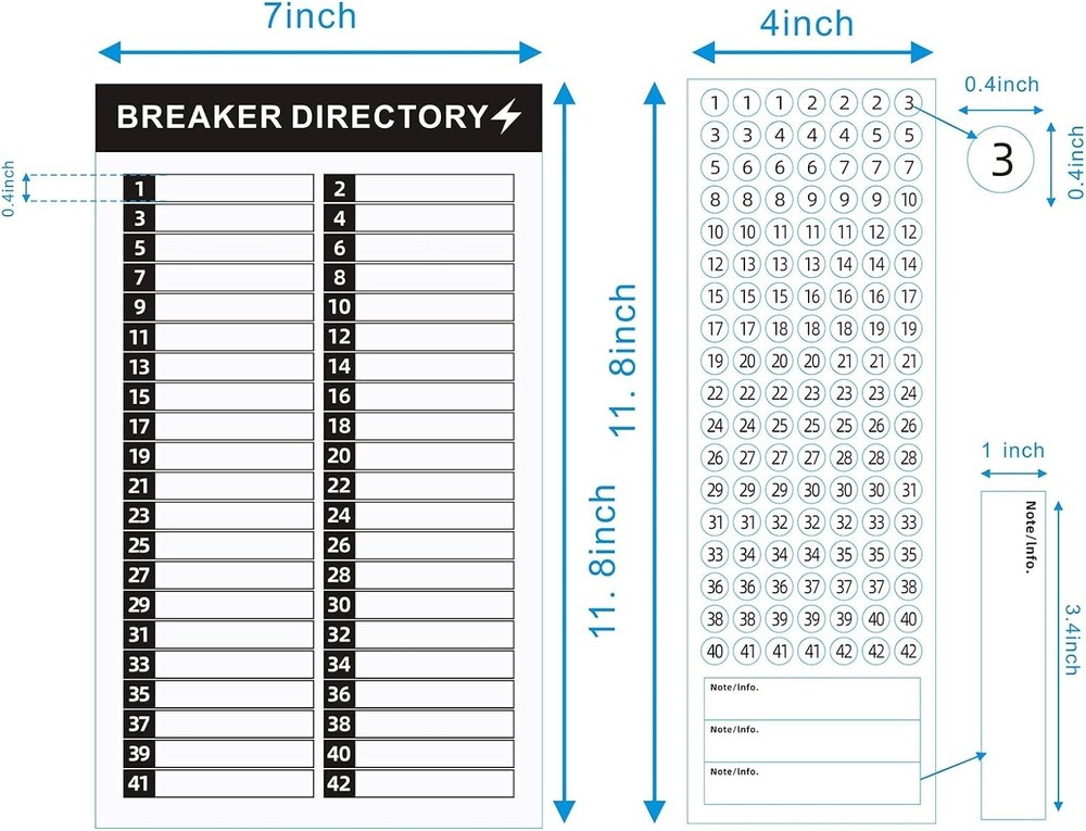 16 Sheets Breaker Panel Labels Electrical Box Sticker Numbers Breaker Panel Labe