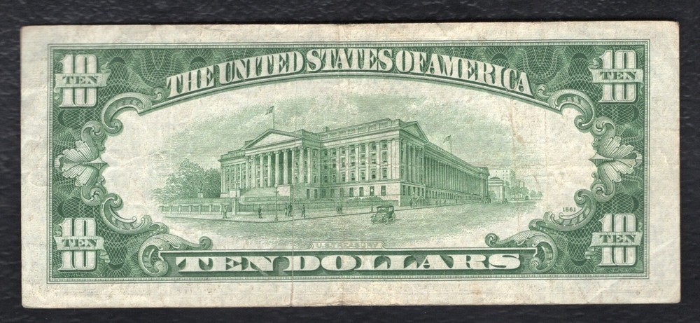 1953-A $10 SILVER CERTIFICATE CURRENCY NOTE “GUTTER FOLD ERROR” VERY FINE