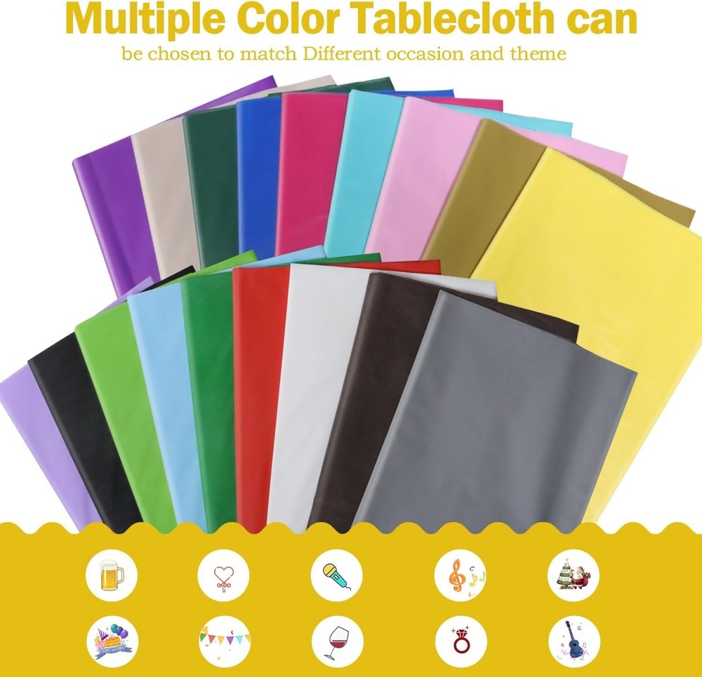 Black 6 Pack Plastic Table Cloth 54" X 108" Disposable Tablecloths Rectangle