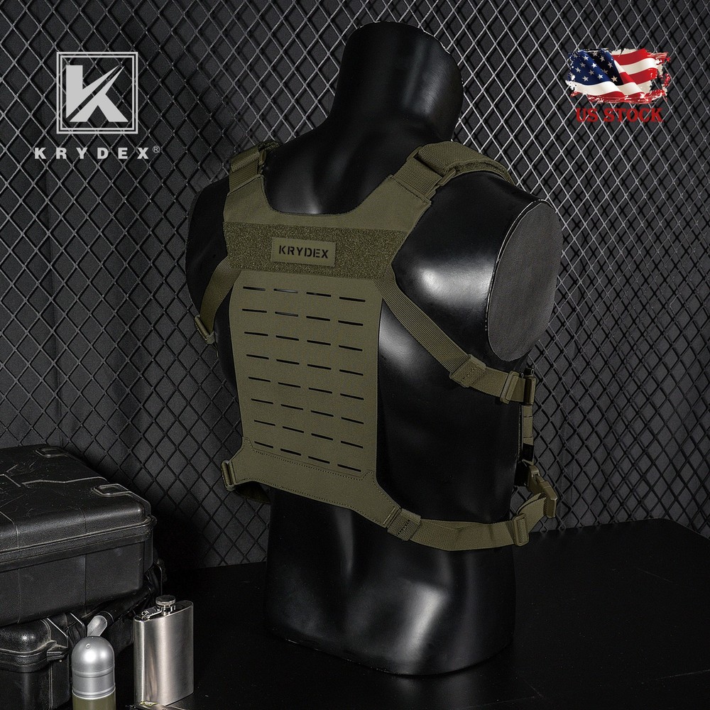 Krydex Tactical Chest Rig Shoulder Strap with Back MOLLE Panel Harness Vest RG