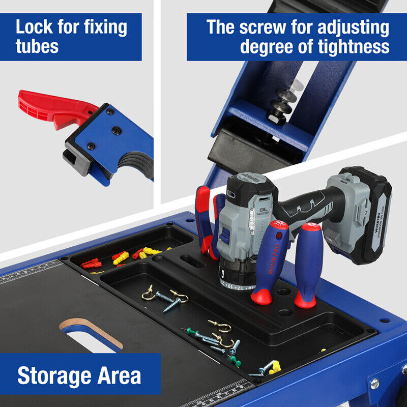 WORKPRO 5-in-1 Portable Rolling Miter 42" Saw Stand Workbench Folding Work Table