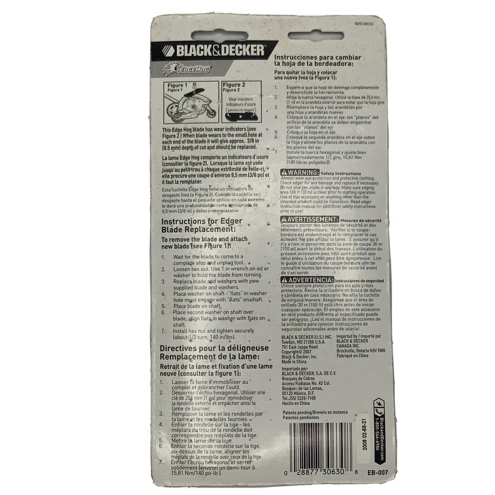 BLACK & DECKER Edge Hog EB-007 Heavy-Duty Edger Replacement Blade NEW