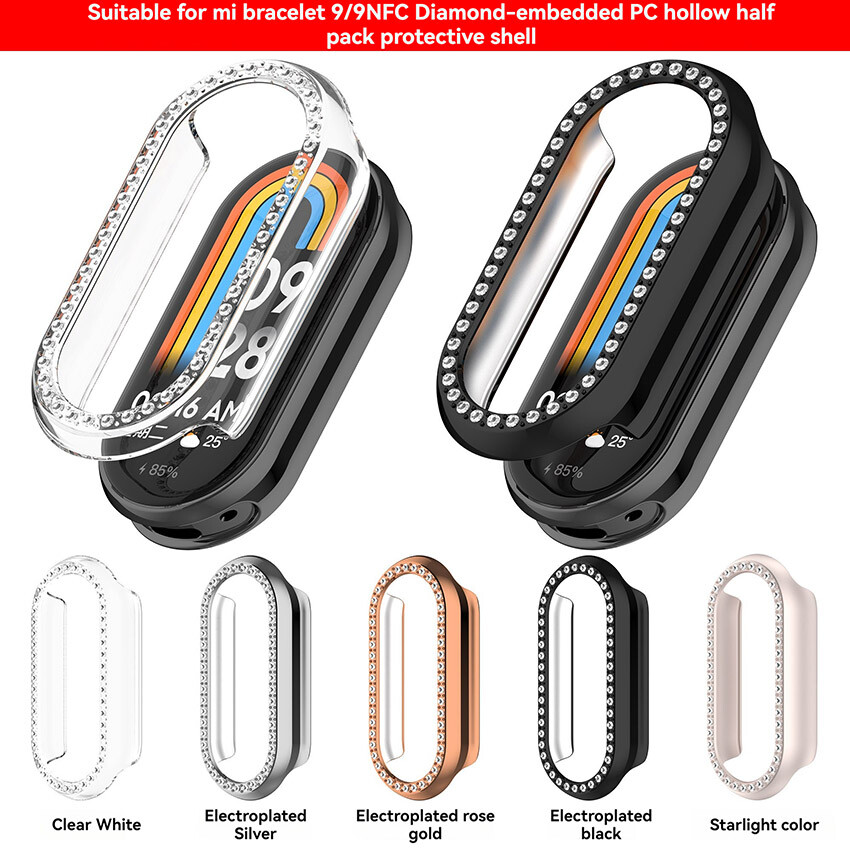 For MI Band 9 NFC Protective Case PC Half-Wrap Watch Case Hollowed Cover Shell