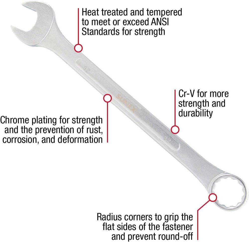 SUNEX TOOLS 9606MA 6 Piece Raised Panel Combination Wrench Set (Raised Panel) CR