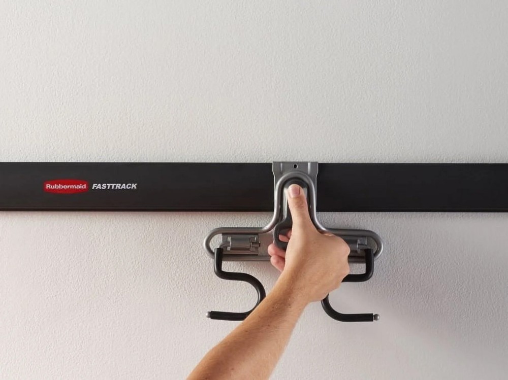 Rubbermaid Garage FastTrack Rail Dual Handle Hook Bundle, 2-Pack, Satin Nickel