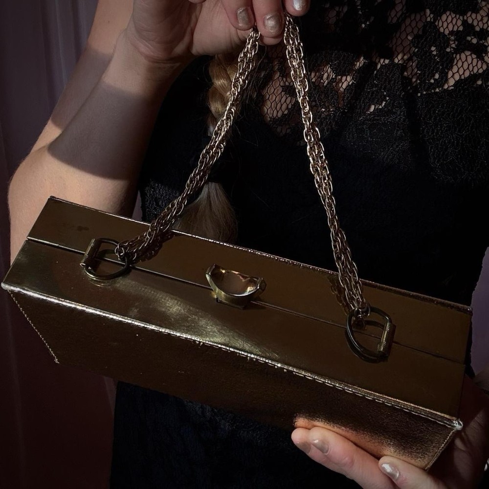 1950s Gold Lamè Box Bag