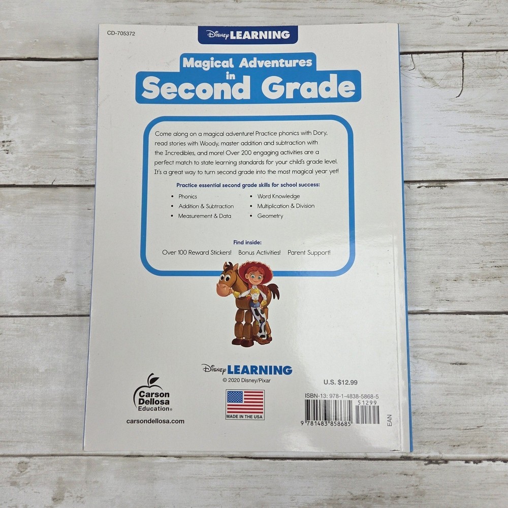 Disney Learning Magical Adventures Second Grade Workbook Ages 7-8 Pixar