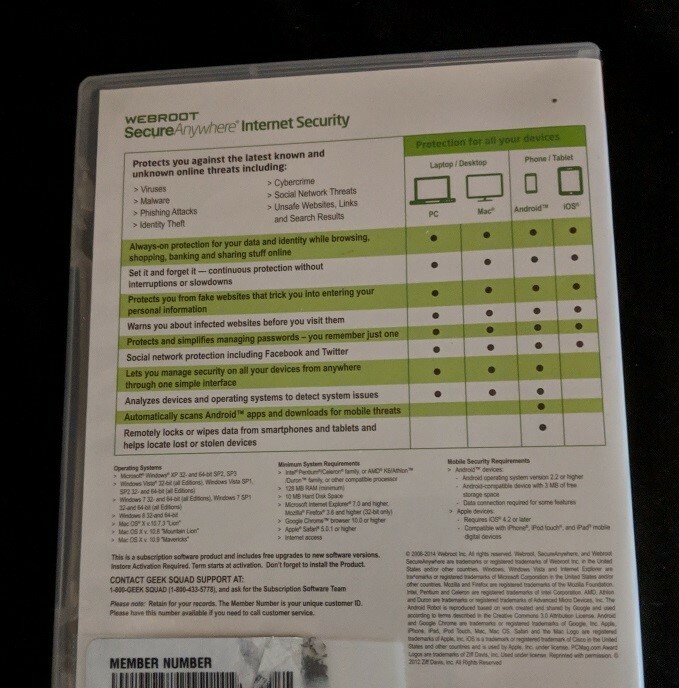 Webroot Secure Anywhere Internet Security - Full Version for Windows & Mac...