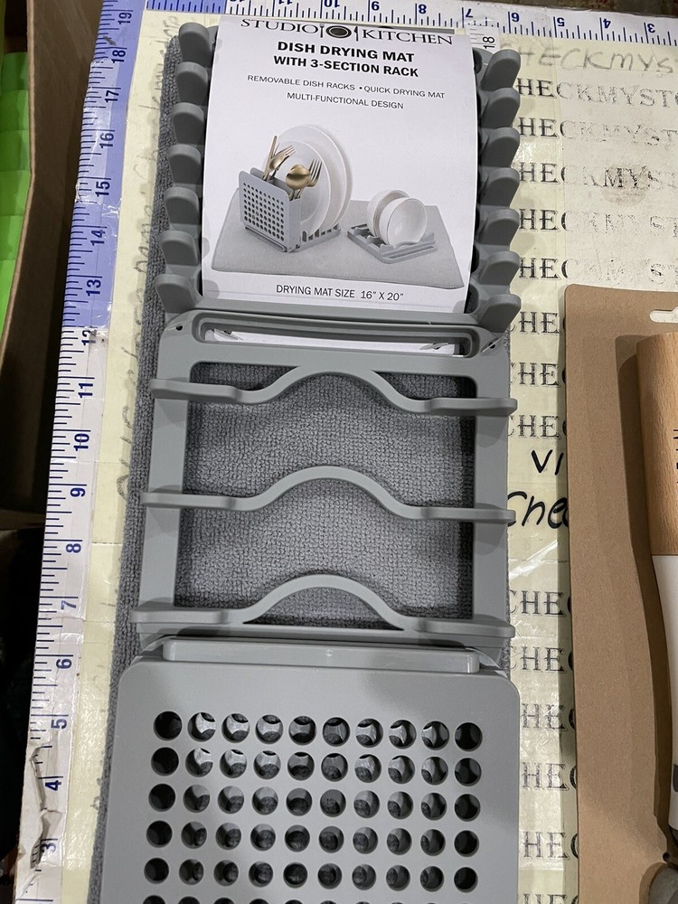 Rae Dunn CLEAN Sponge Brush & Studio Kitchen Dish Drying Rack