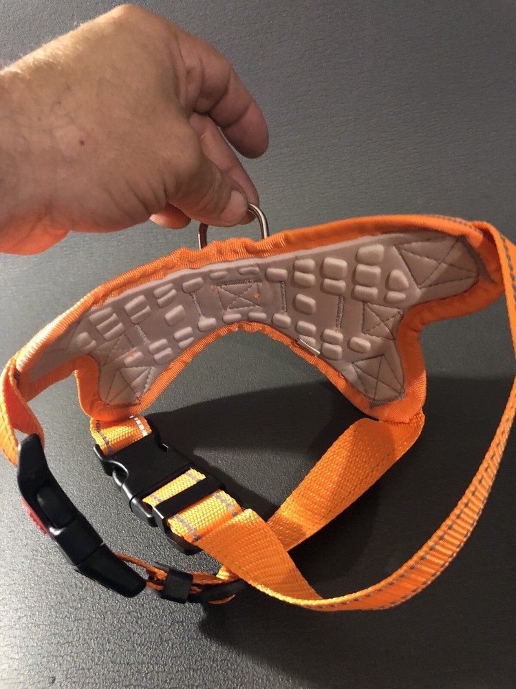 Ya-Us Orange Small Dog Harness Reflective Locking Clip Adjustable Padded