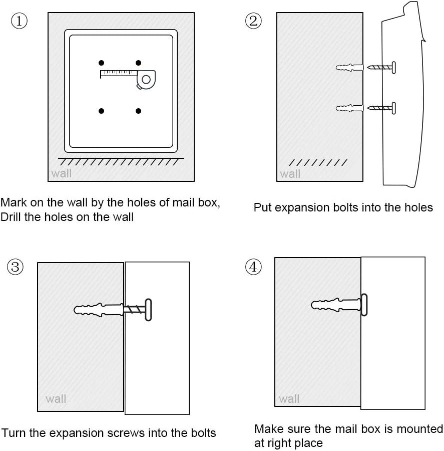 Locking Mailbox Wall Mount Combination Lock Drop Box Large Capacity with Galv...