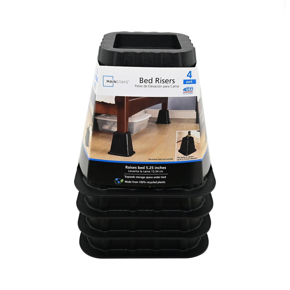 Plastic Bed Risers, Raise Your Bed to Create Storage Space, 4 Pack