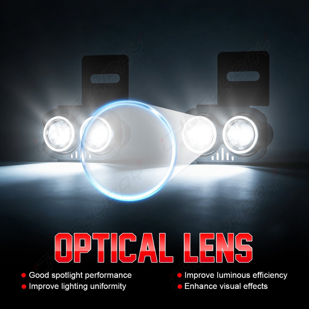 Front Bumper License Plate Mount Bracket Holder & 4pcs Led Work Light Bar White