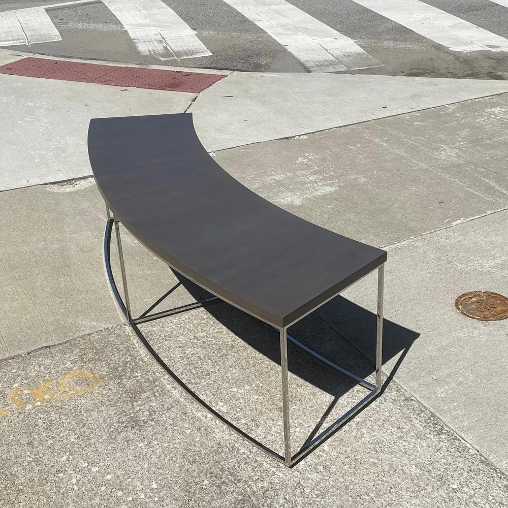 Classic Curved Sofa Table in Grey by Thayer Coggin Designed by Milo Baughman