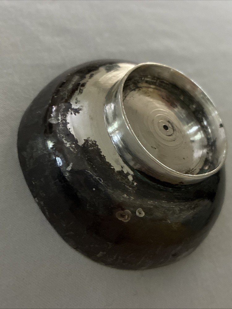 Vintage Judaica Footed Cup Bowl Blessing Tiny Engraved