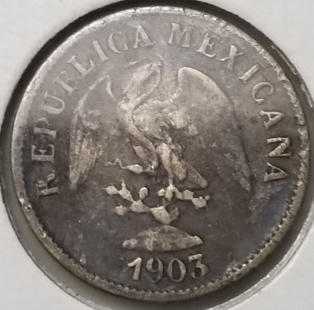 Mexico 1903 CN V Silver 10 Centavos.