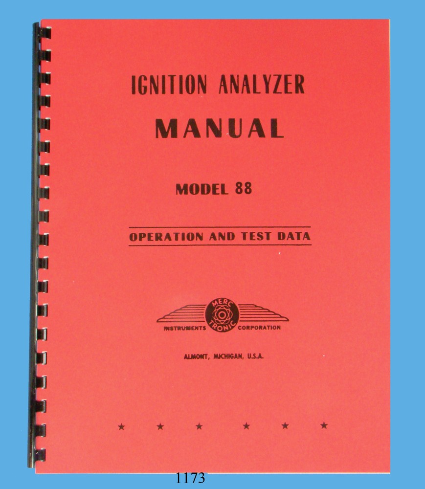 Merc-O-Tronic Ignition Analyzer Model 88 Operation & Data Manual Latest Rev.1173