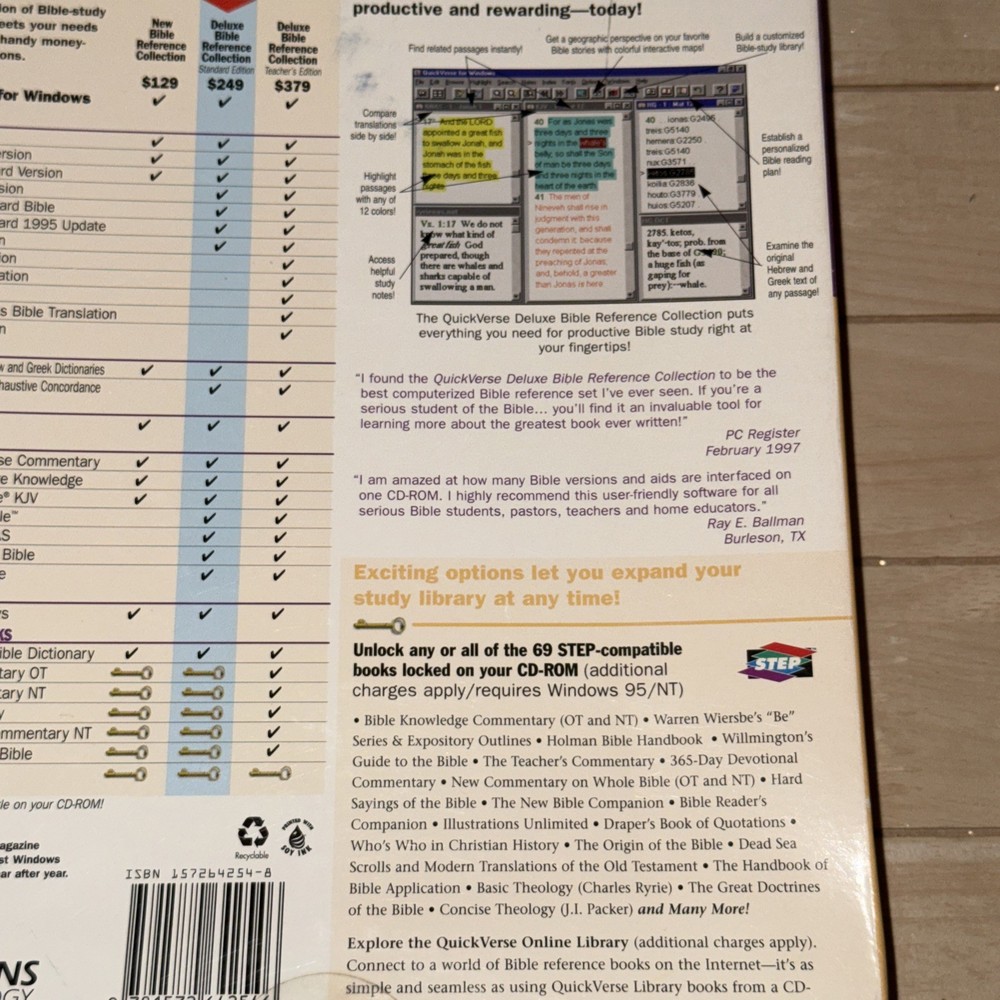 QuickVerse Deluxe Bible Reference Collection 4.0 PC CD religious study tools New