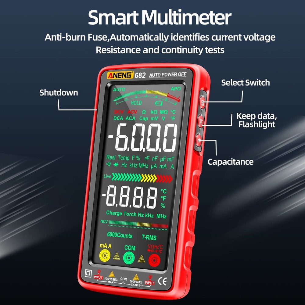 ANENG Multimeter Tester Color LCD TRMS Auto-Ranging 6000 Counts Multicolor